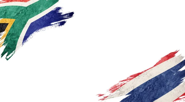 Flagi Republiki Południowej Afryki i Tajlandii na białym tle — Zdjęcie stockowe